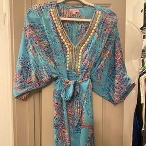 Lilly Pulitzer Blue Beaded Dress Size Small